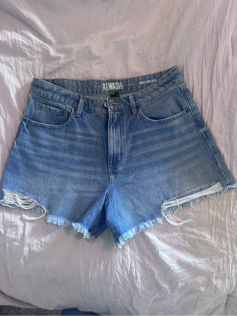 Rewash Light Blue High-Rise Denim Cutoff Shorts